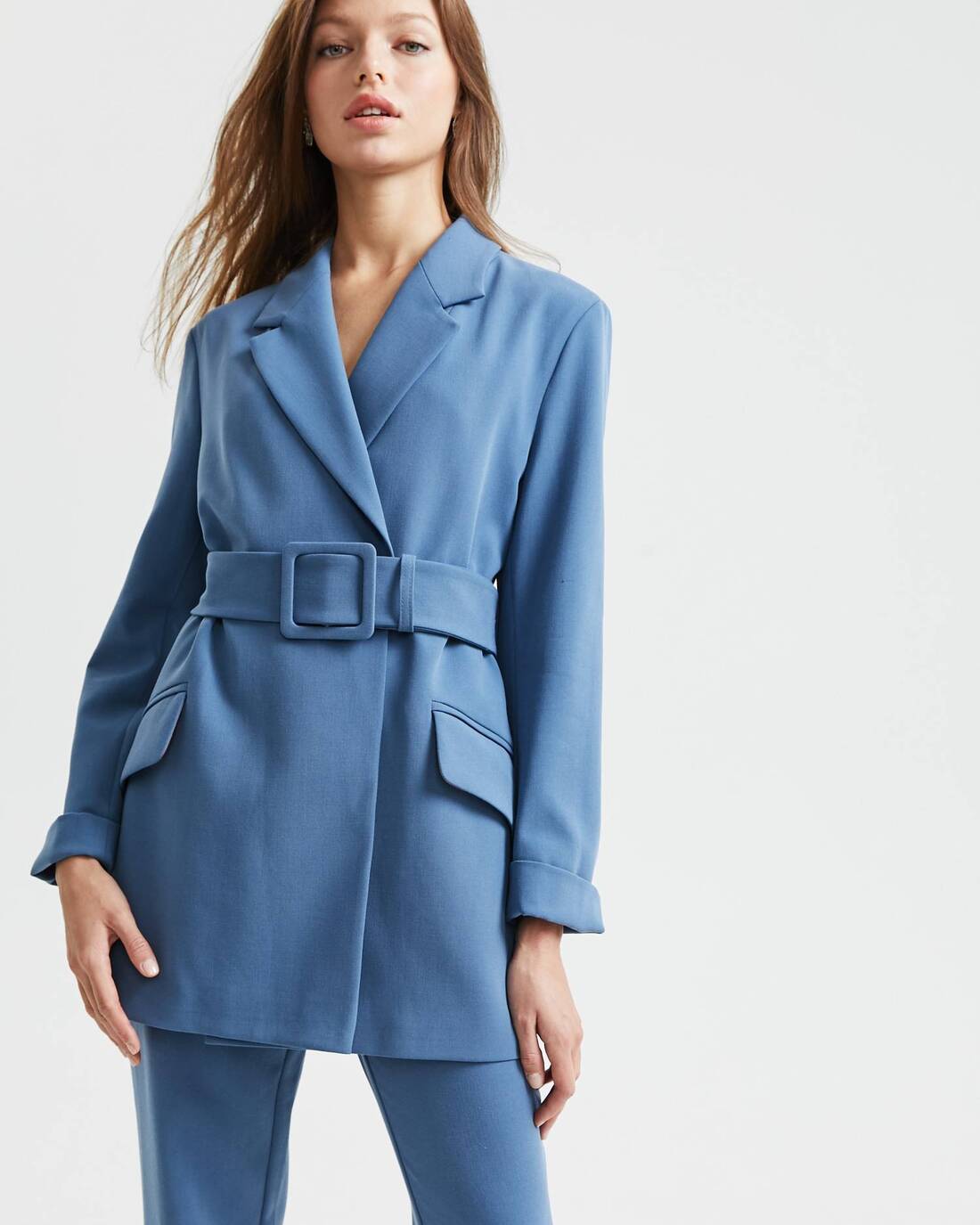 Belted two-piece suit
