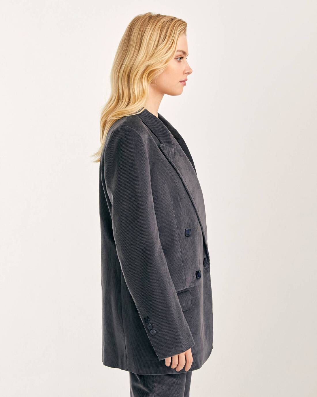 Double-breasted corduroy jacket