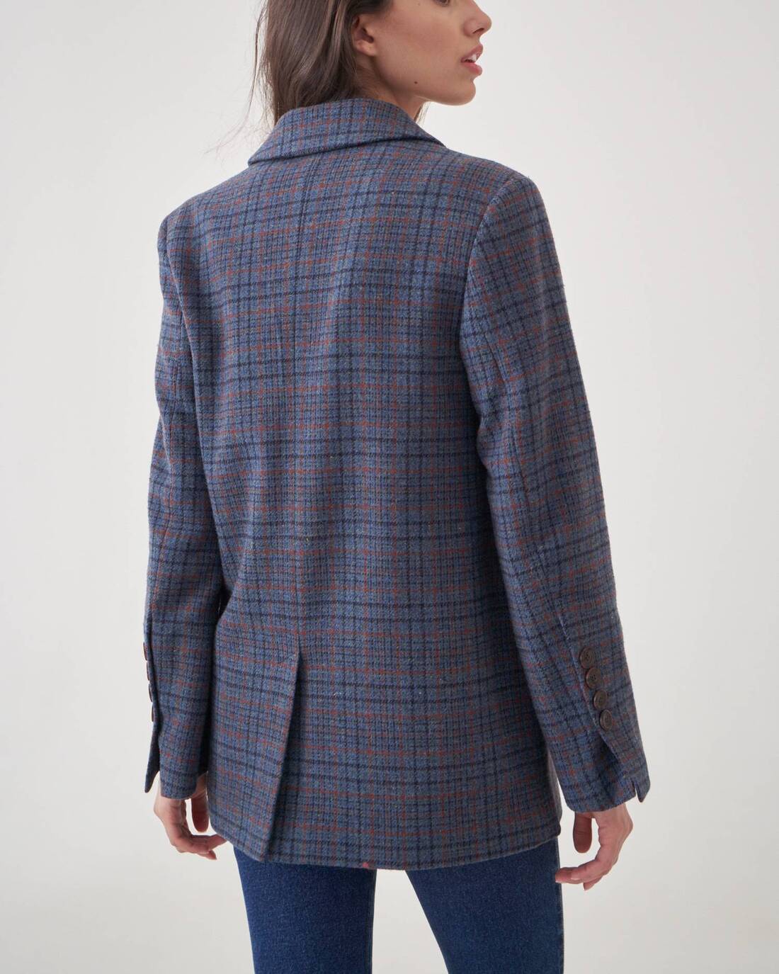 Single-breasted checked jacket