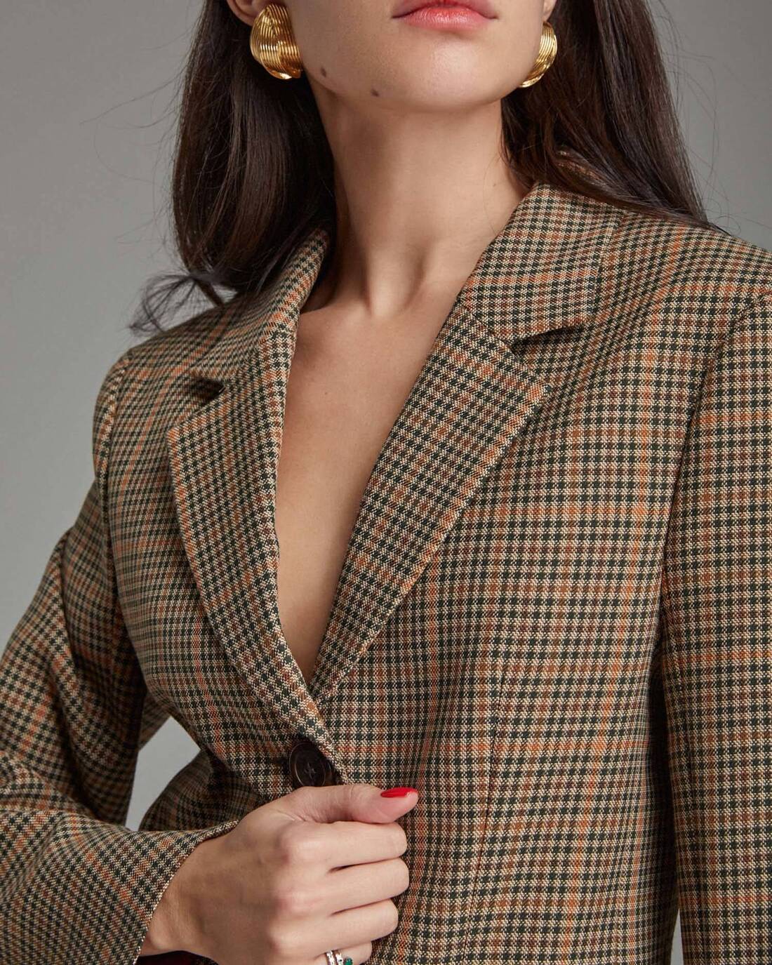 Fitted checked jacket