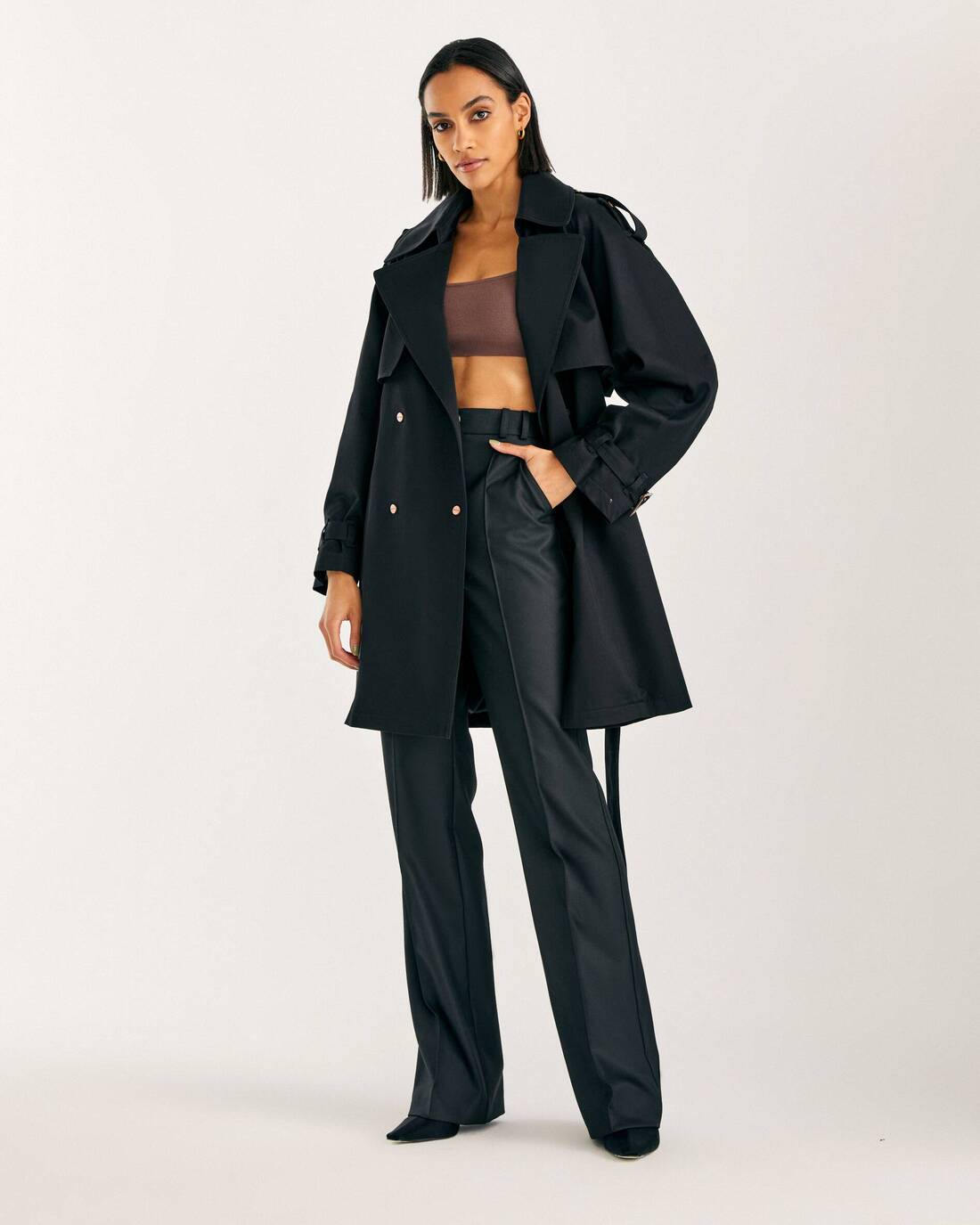 Oversized cropped trench coat