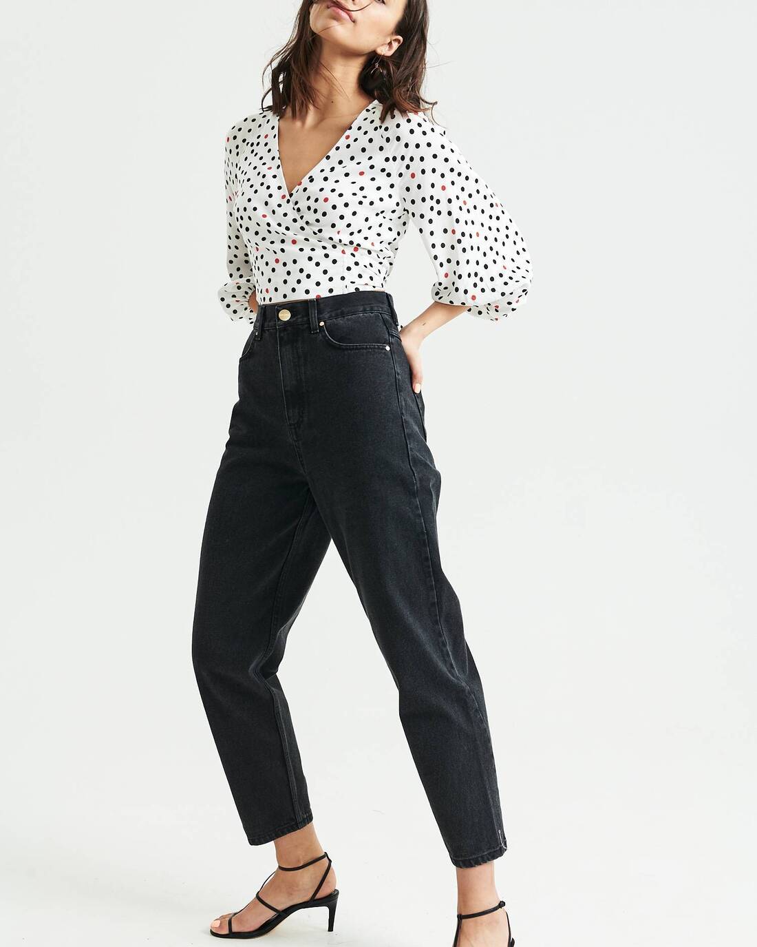 Printed wrap cropped blouse