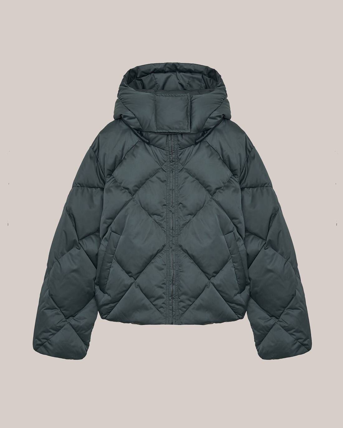 Cropped down jacket with hood 