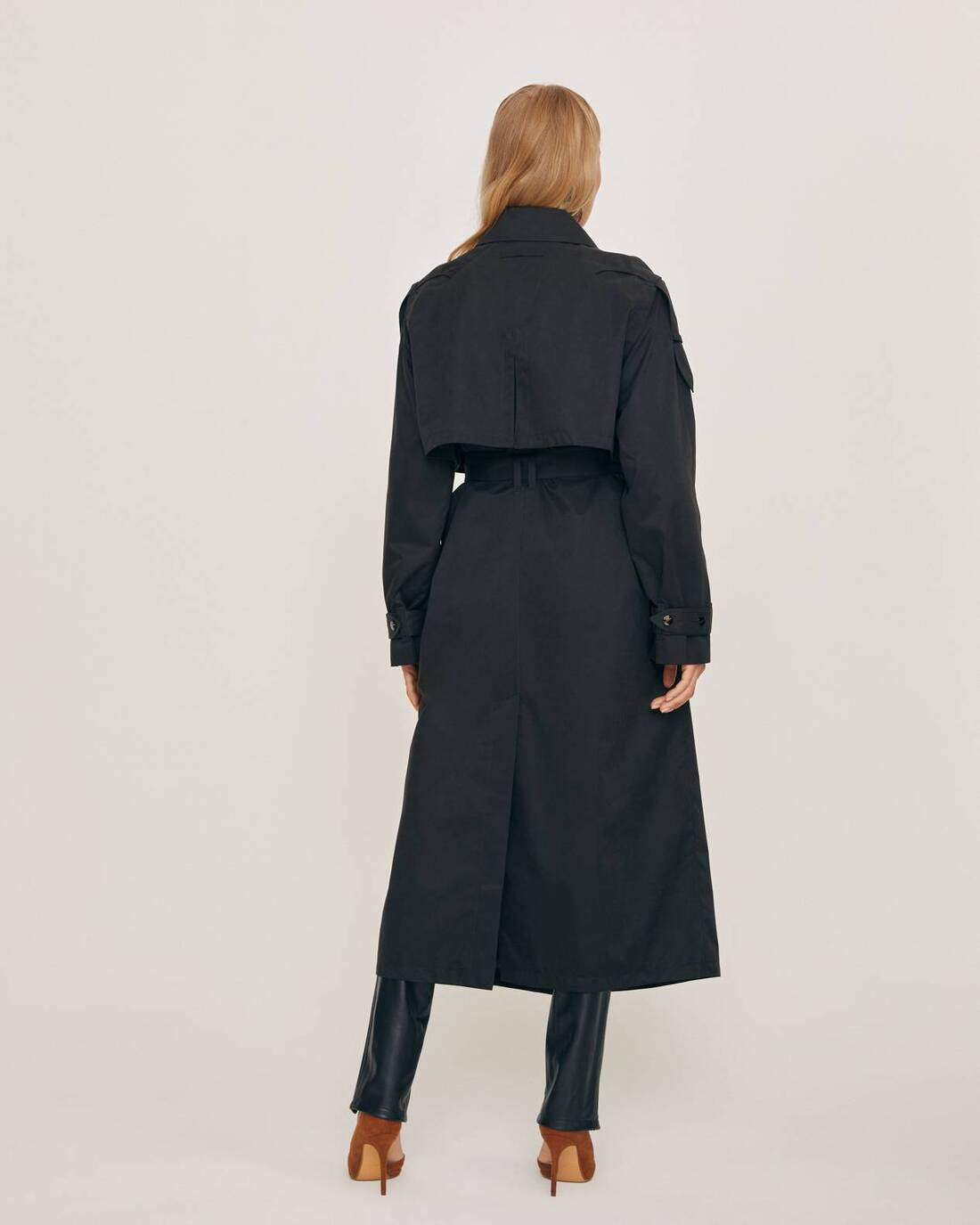 Textured straight-fit coat