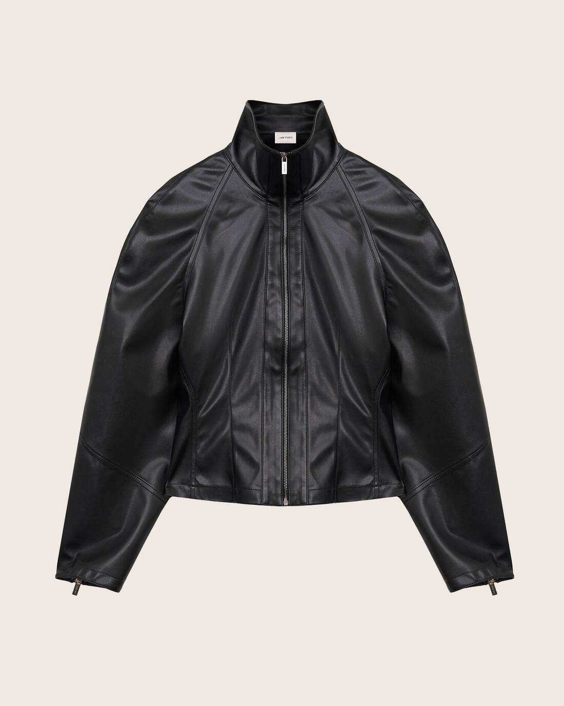 Cropped eco-leather jacket 
