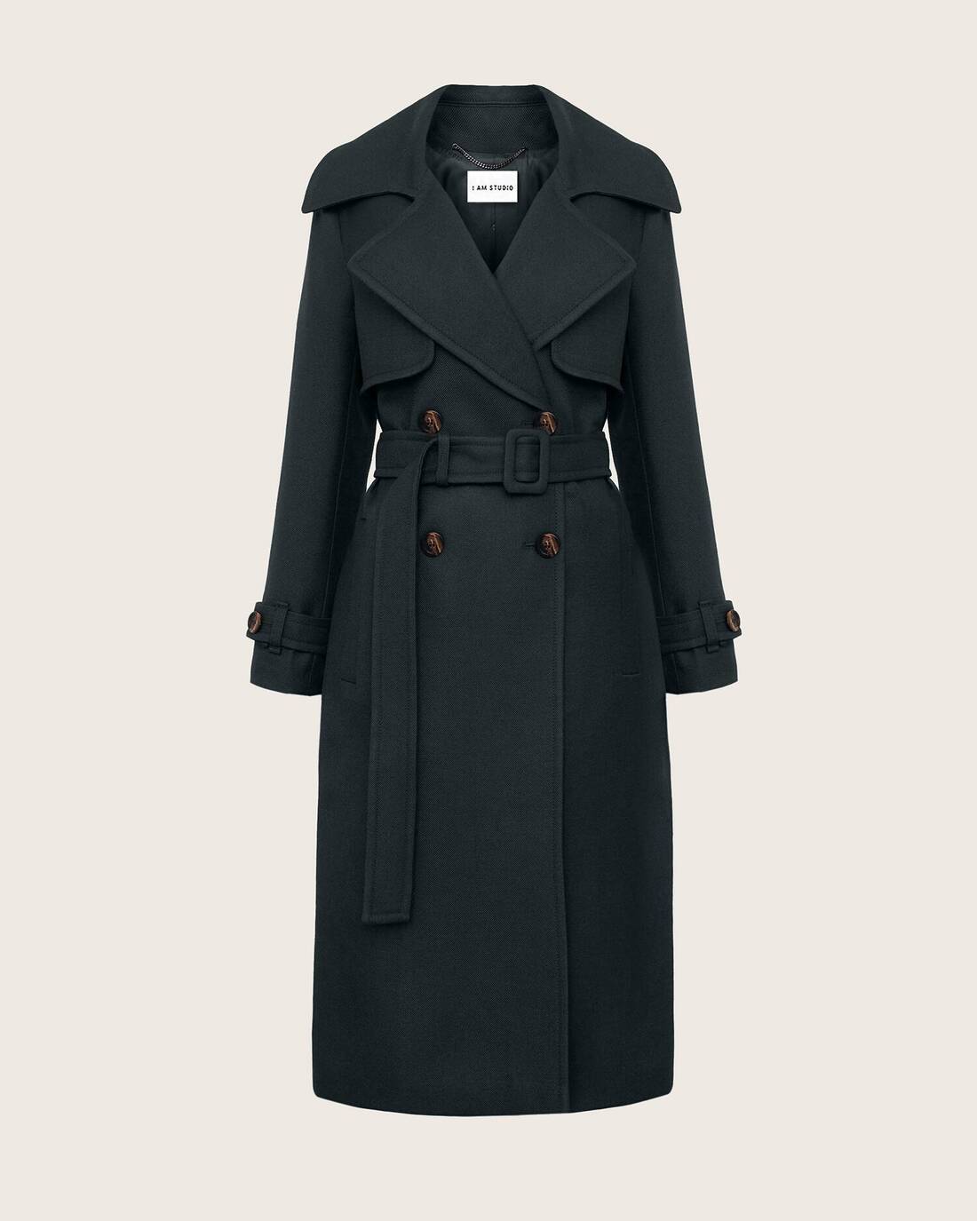 Double-breasted trench coat with a double yoke 