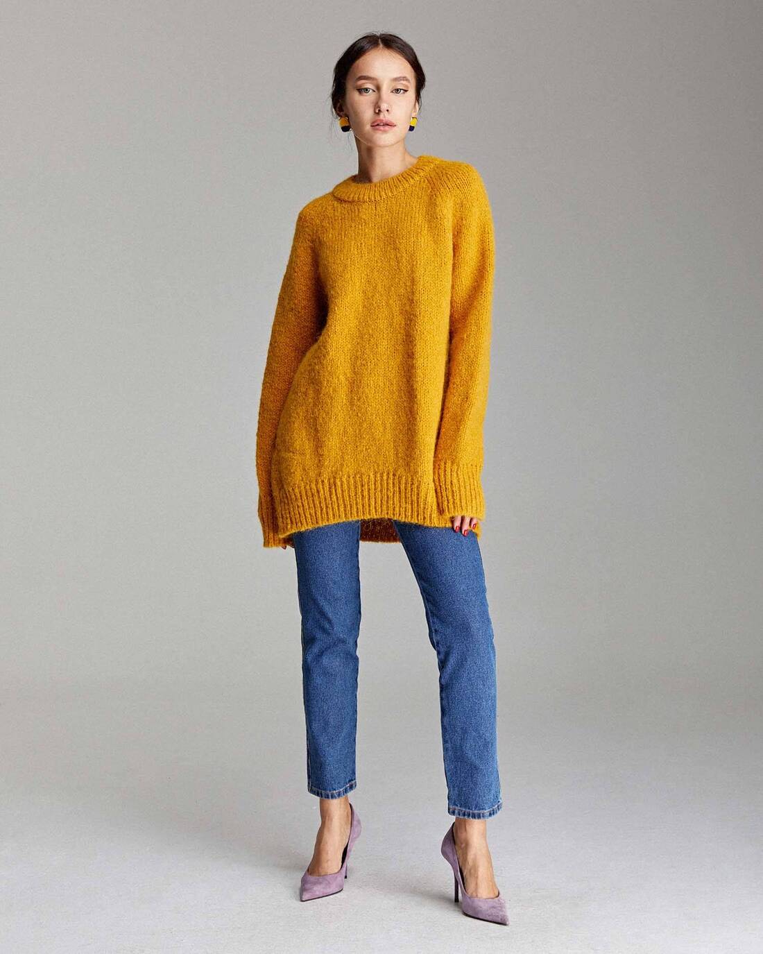 Oversize jacqurd knit sweater