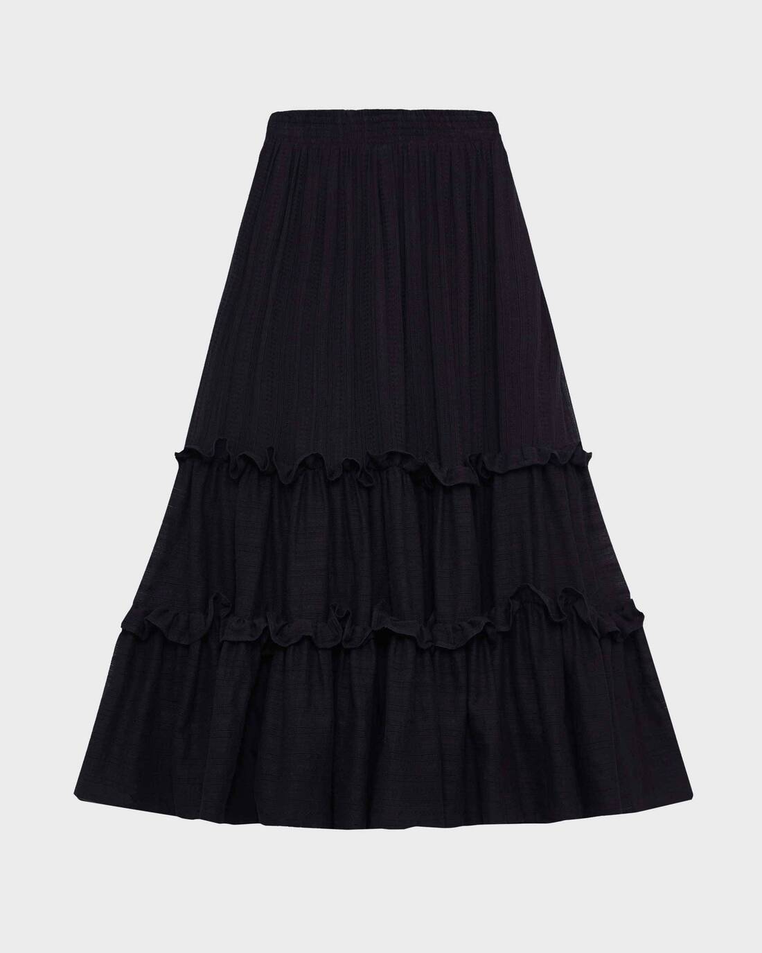 Ruched cotton midi skirt