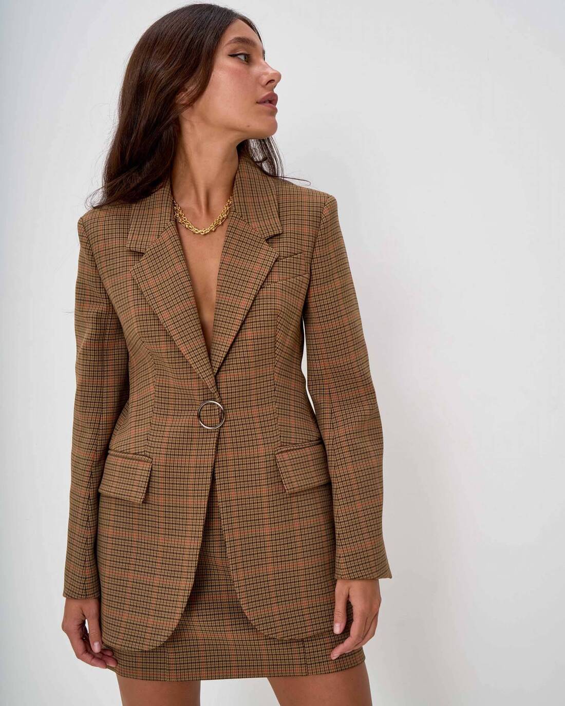Checked fitted jacket