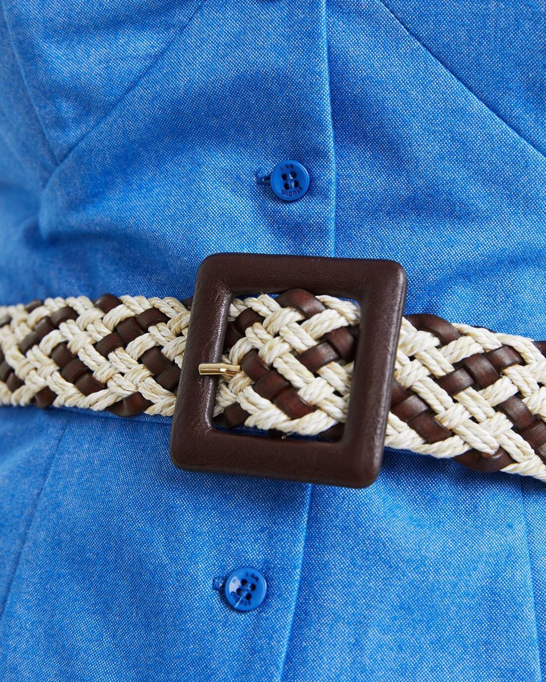 woven belt with leather buckle