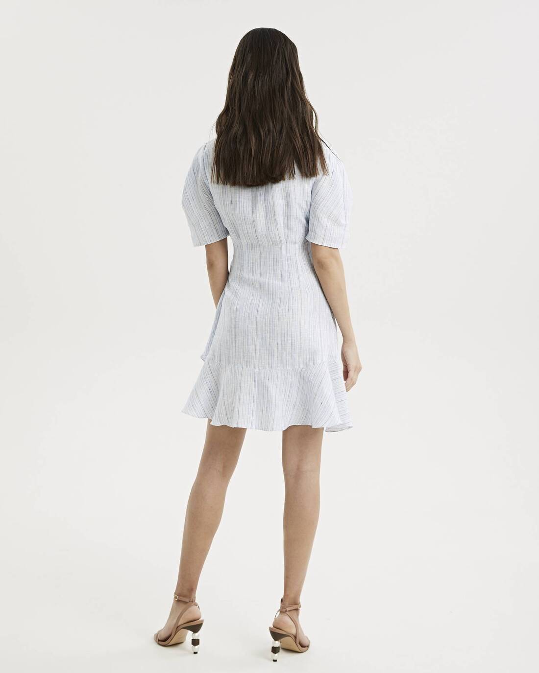 Linen wrap mini dress