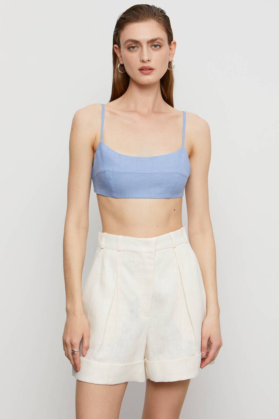 Linen top with straps
