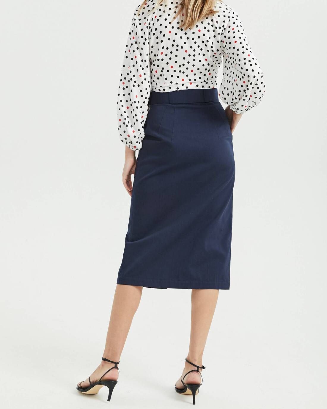 Midi skirt with decorative stitching