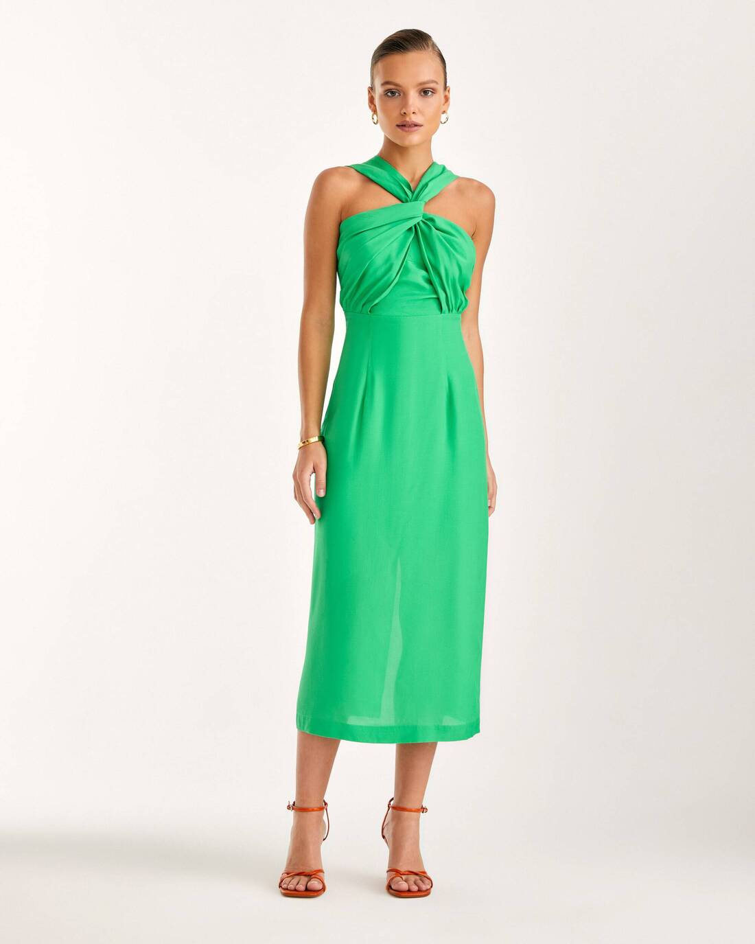 Sheath dress with a chest knot