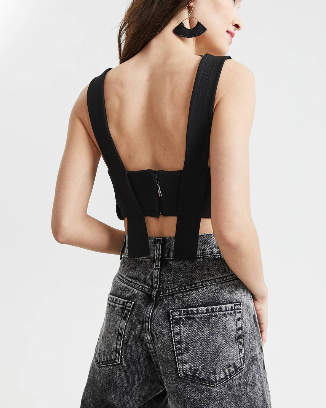 Bustier top with contrasting stitching
