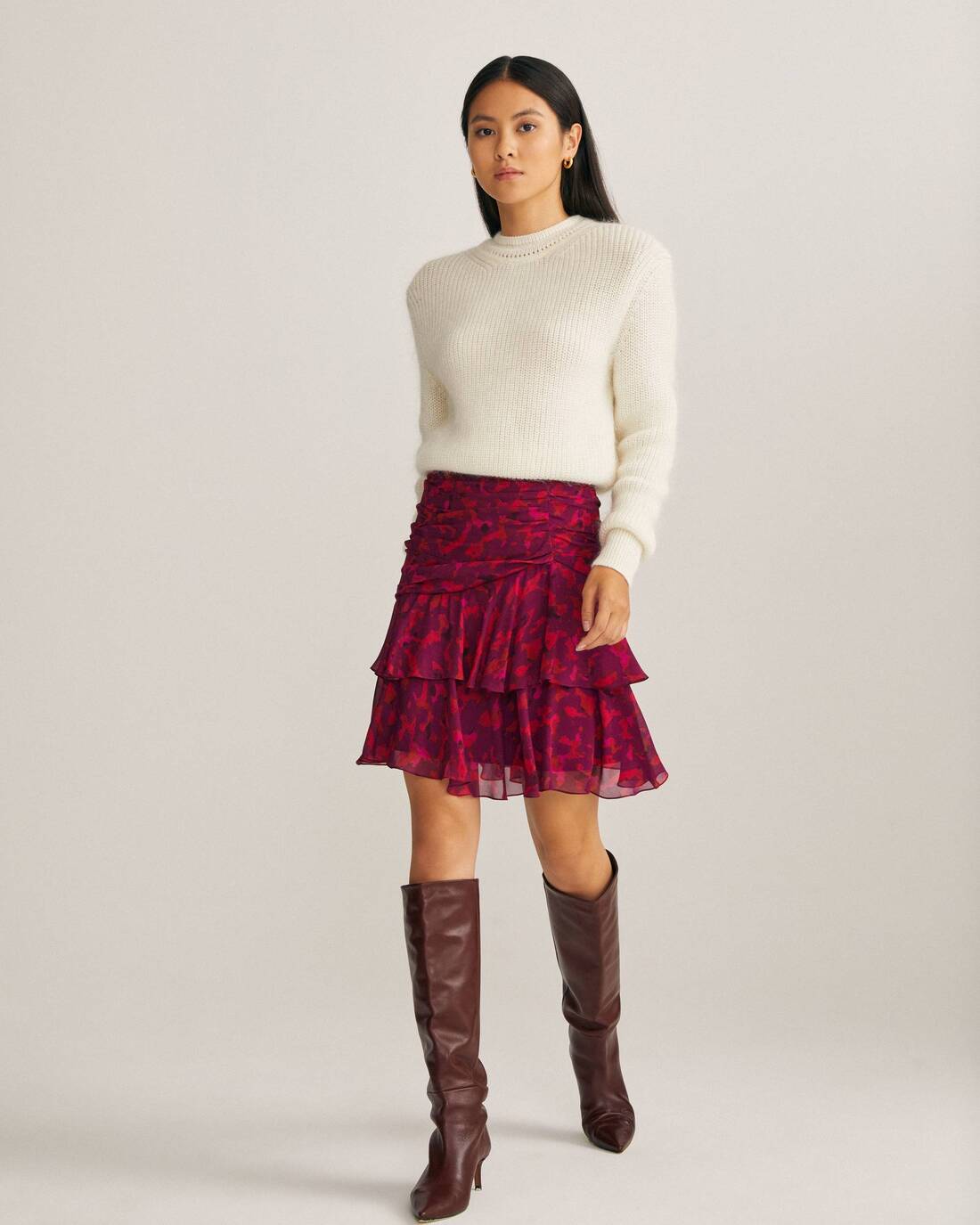 Printed mini skirt with ruffles 