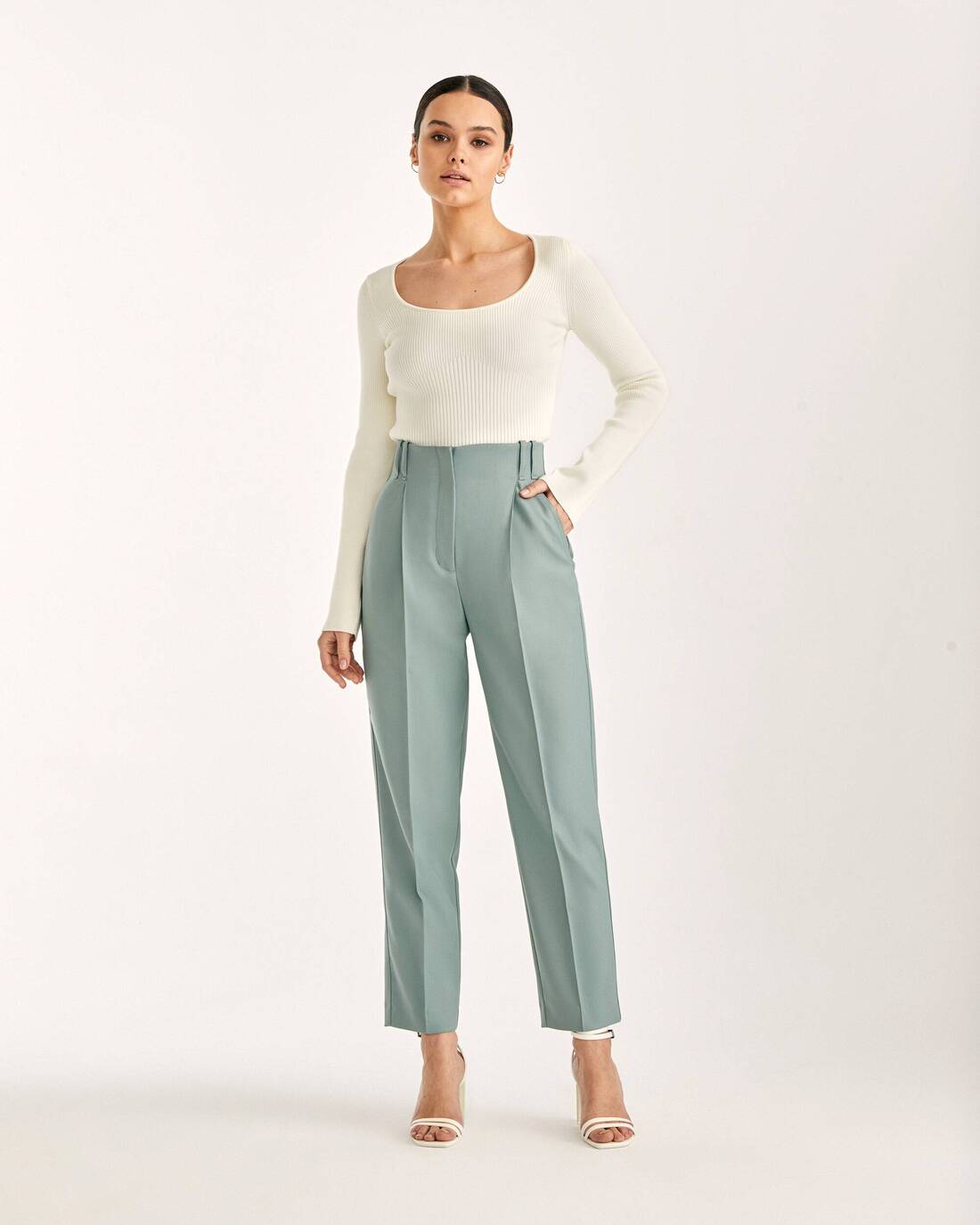 High waisted suit trousers