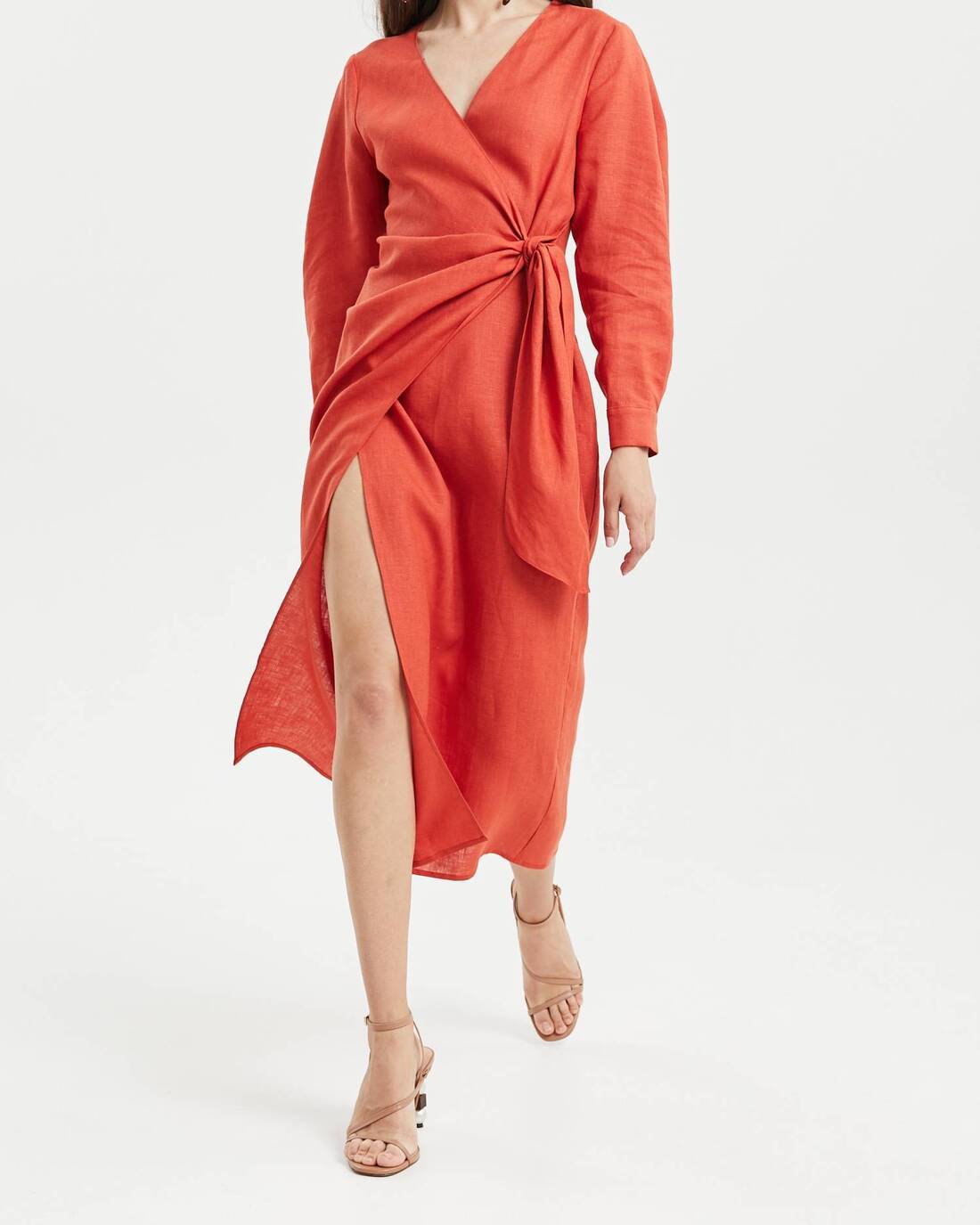 Fitted wrap shirt dress