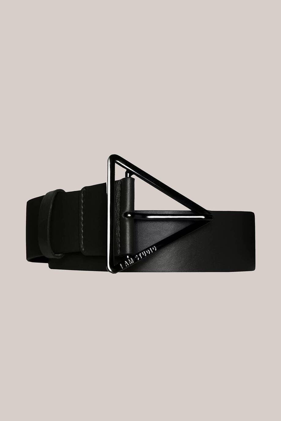 Leather belt with triangle buckle 