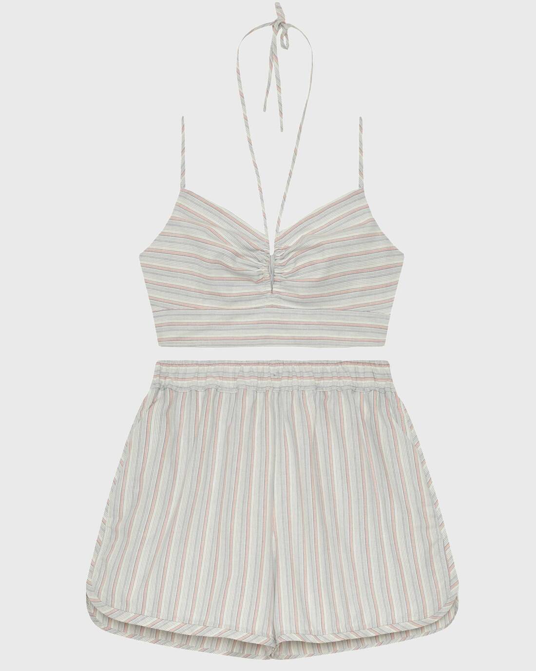 Striped top and shorts set