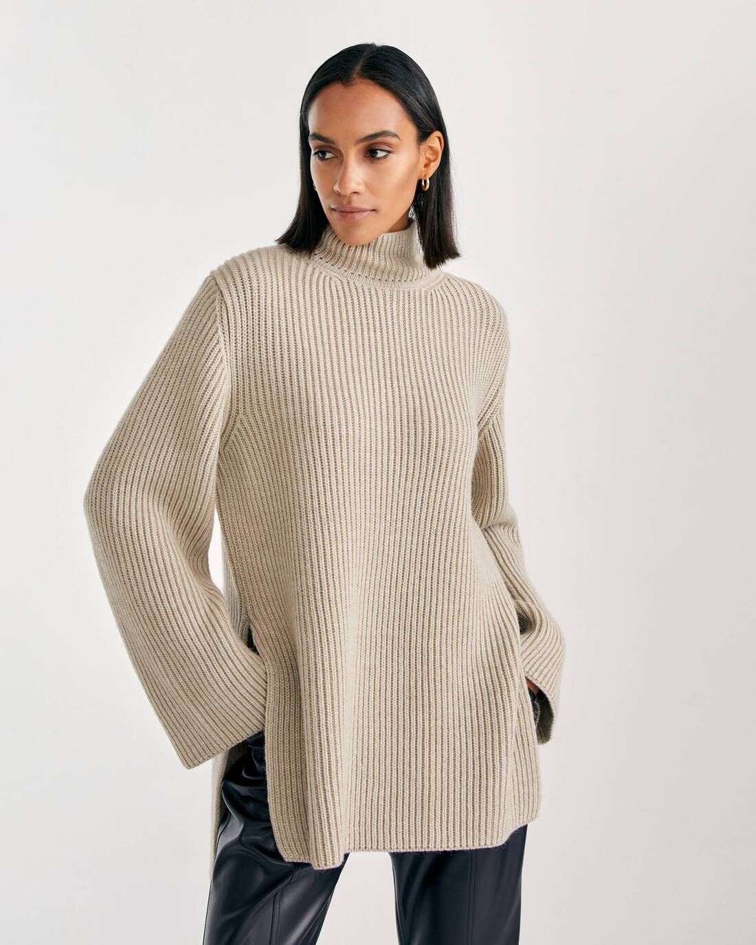 Oversized sweater with slits