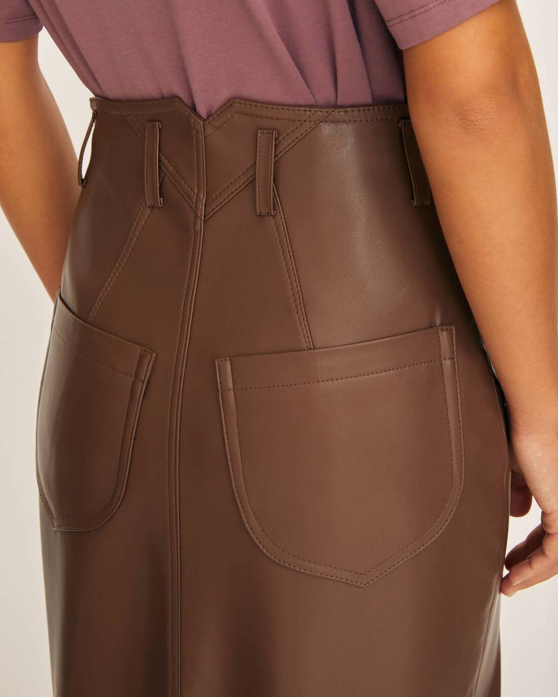 Midi pencil skirt from eco leather