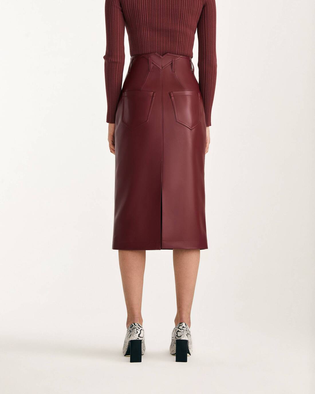 Eco-leather midi skirt 