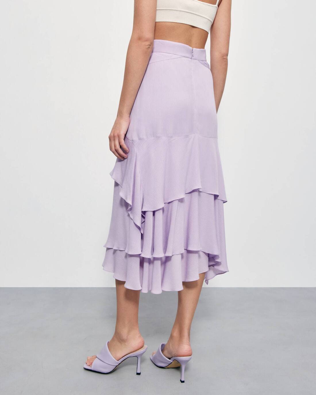 Midi skirt with flounces 