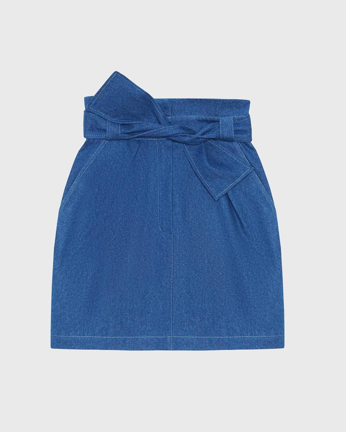 Bow-belt mini skirt