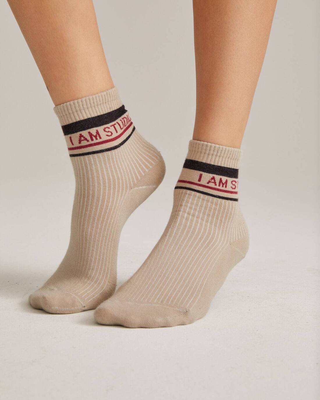 Socks with stripes and logo embroidery 