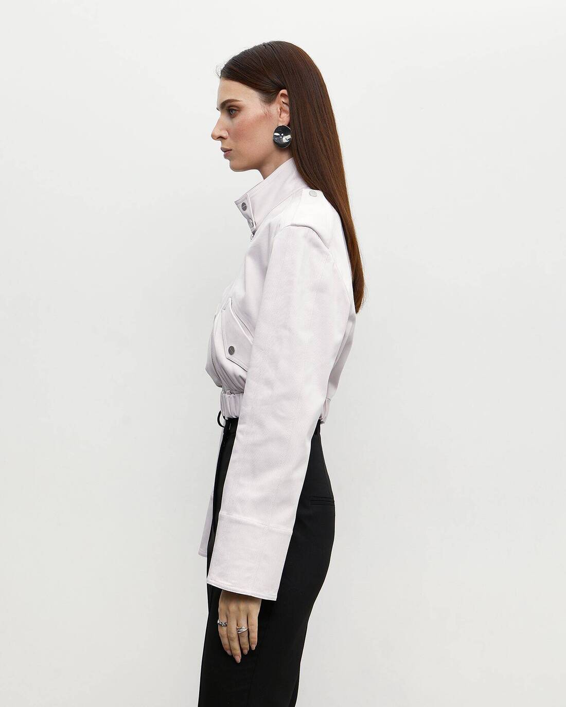 Suit fabric cropped jacket