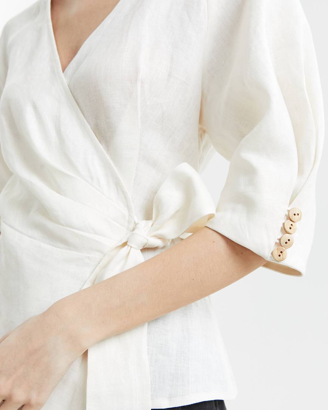 Linen wrap blouse
