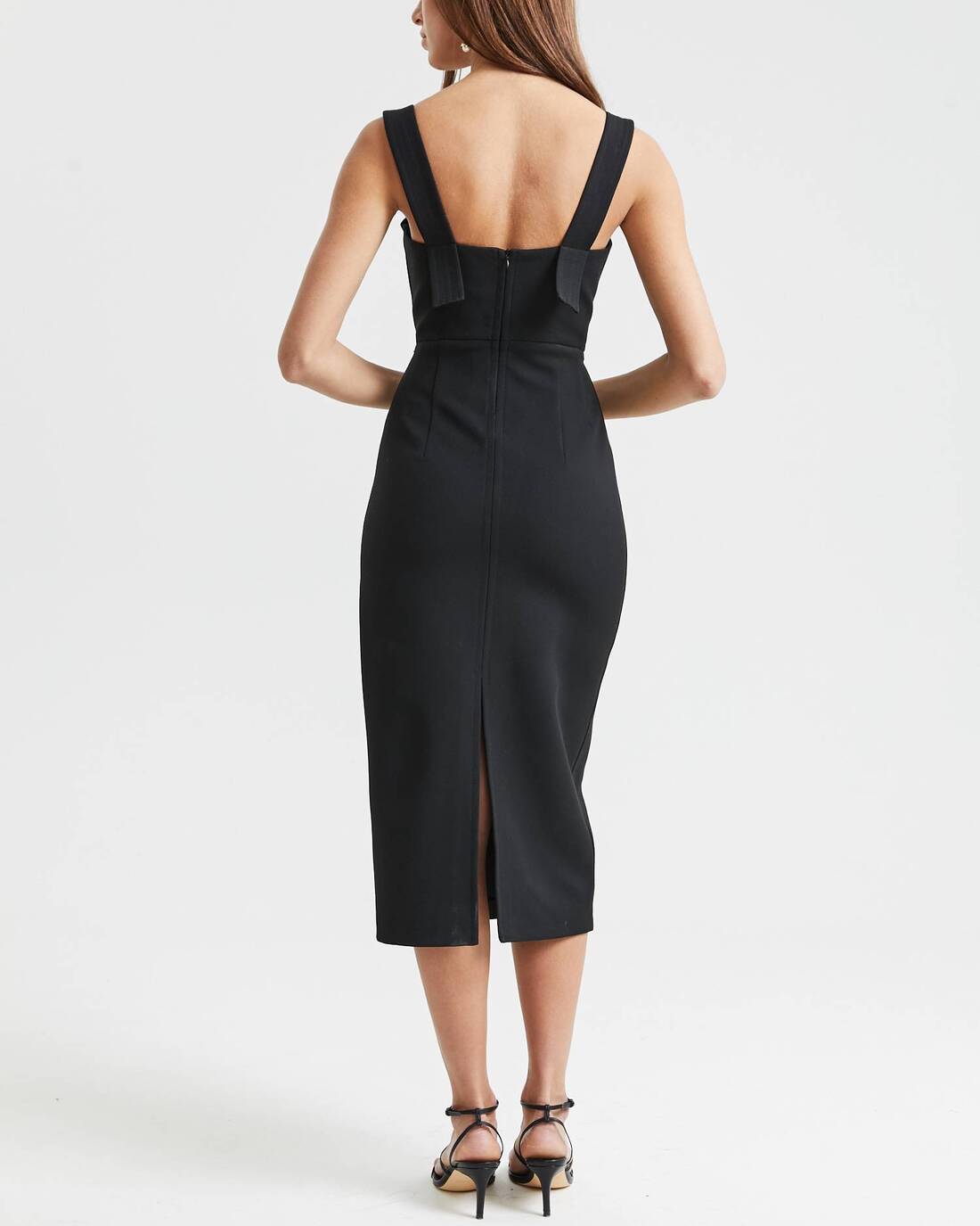 Fitted bustier dress with contrasting stitching