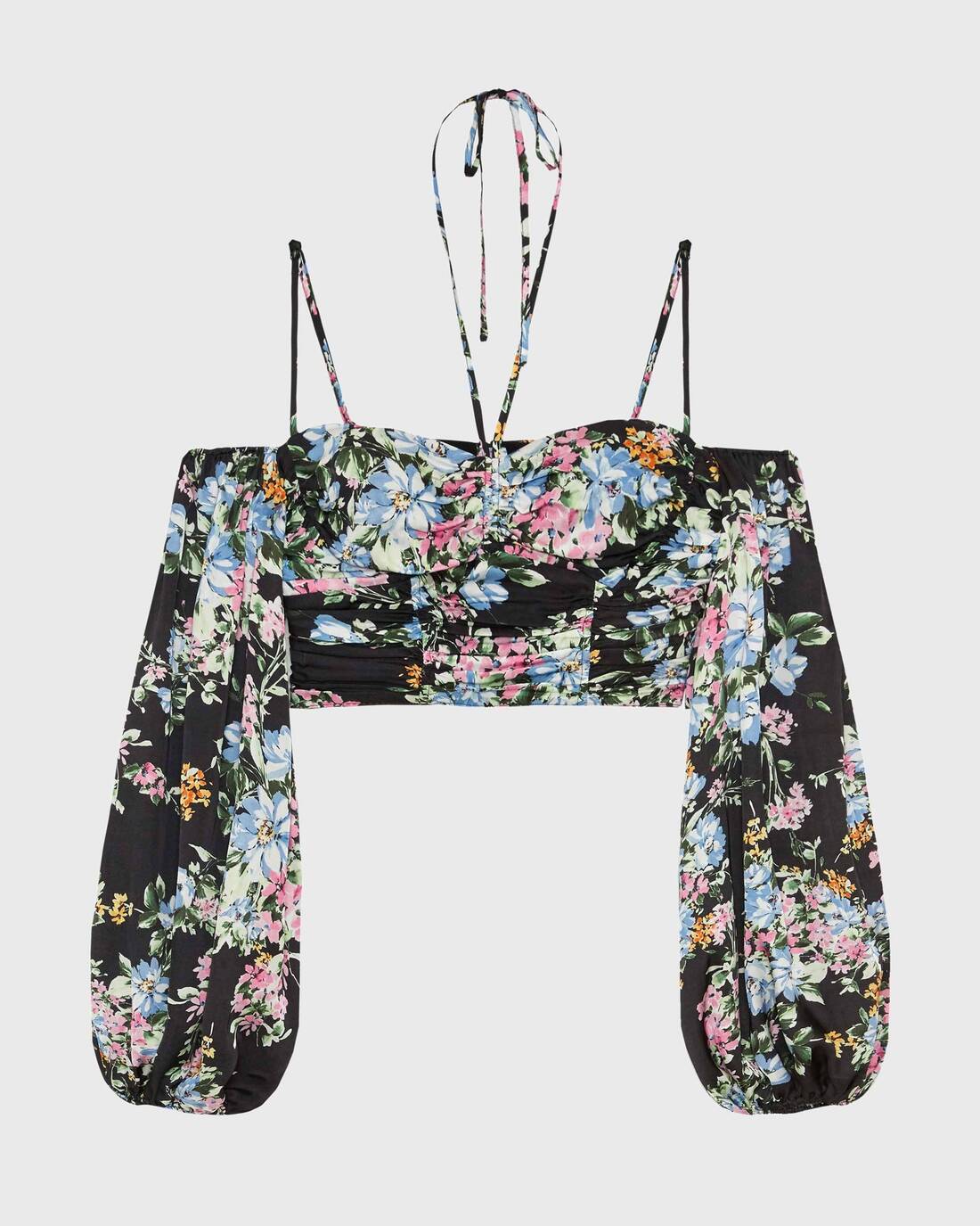Floral print crop blouse