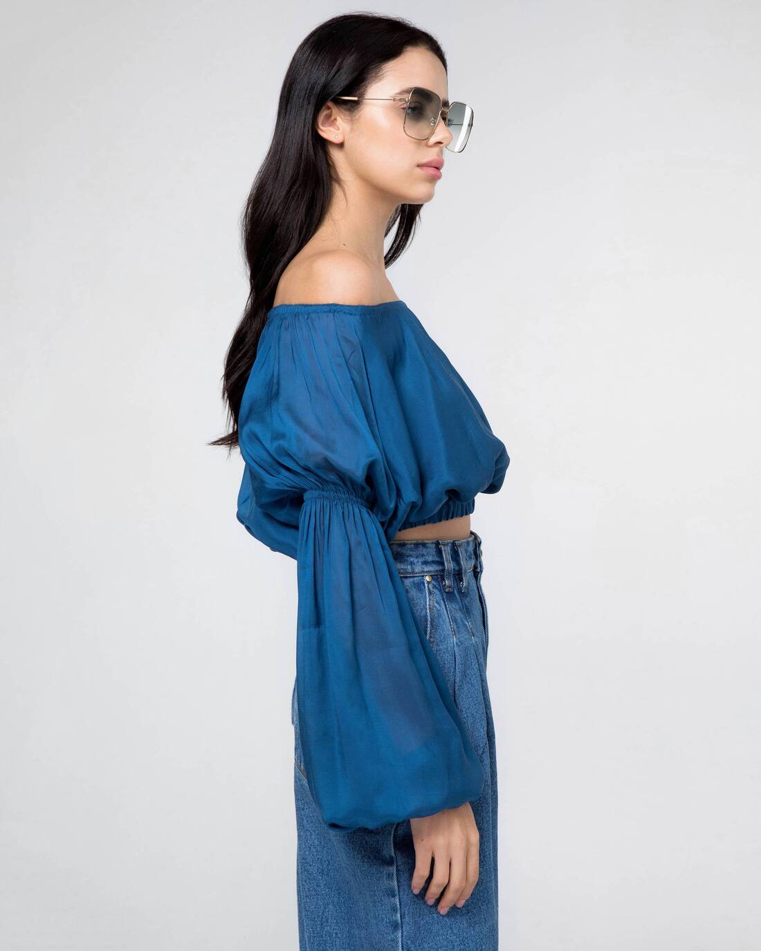 Cropped ruched blouse
