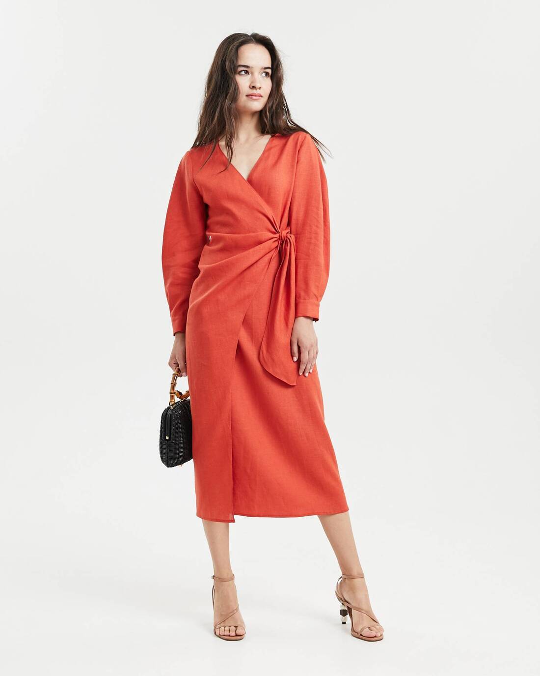 Fitted wrap shirt dress