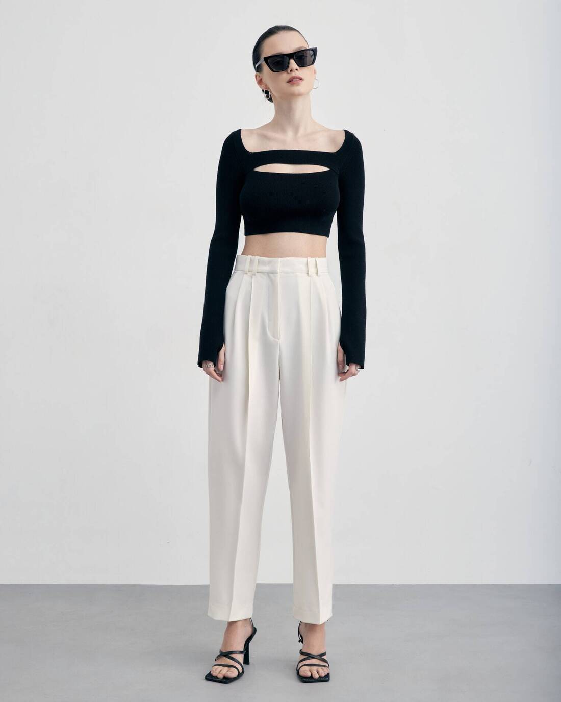 Pintuck trousers