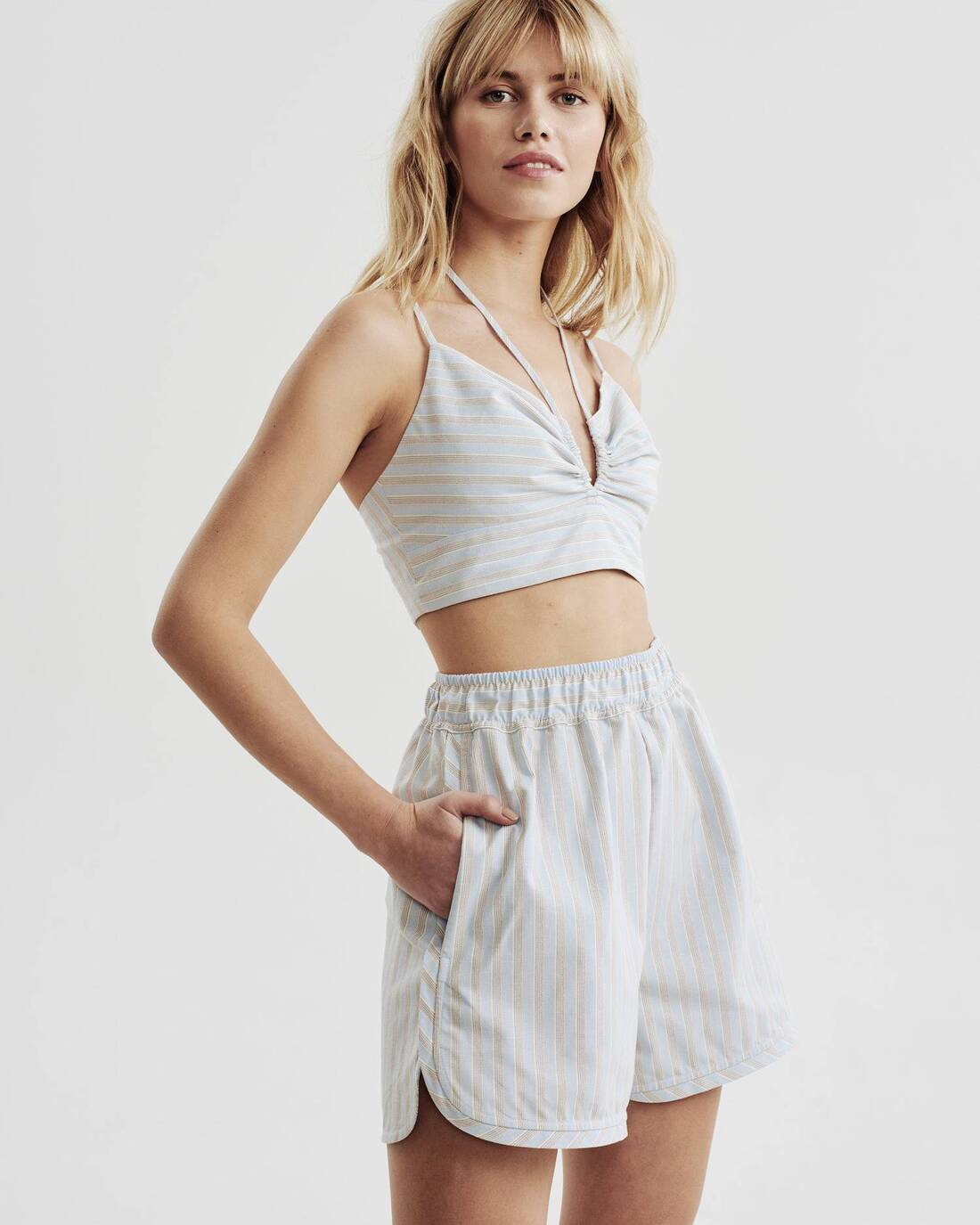 Striped top and shorts set