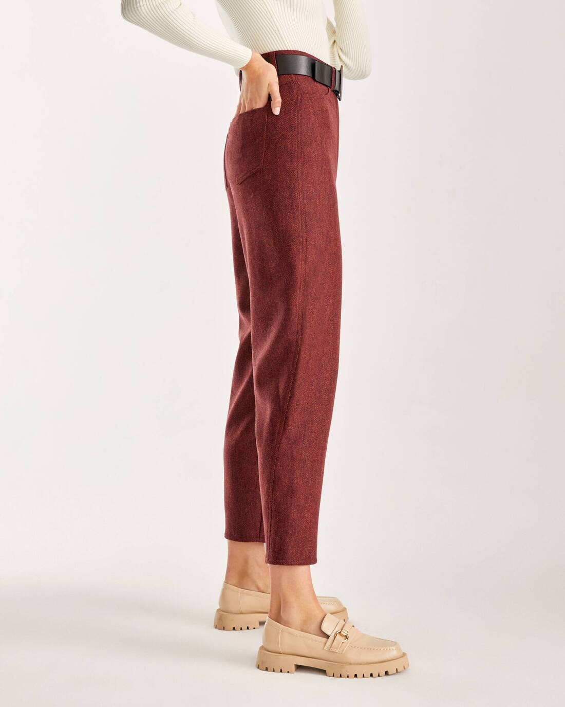 High-rise wool trousers